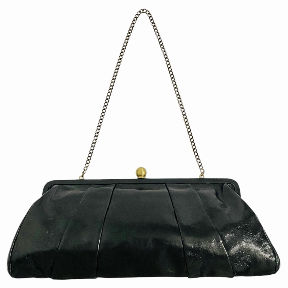 Hobo New Vintage Crinkle Leather Clutch Shoulder Bag Bronze Chain Ball Lock